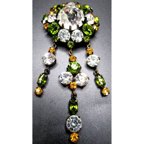 COUNTESS CISSY ZOLTOWSKA CIS French Dangling Rhinestone 1950's Brooch